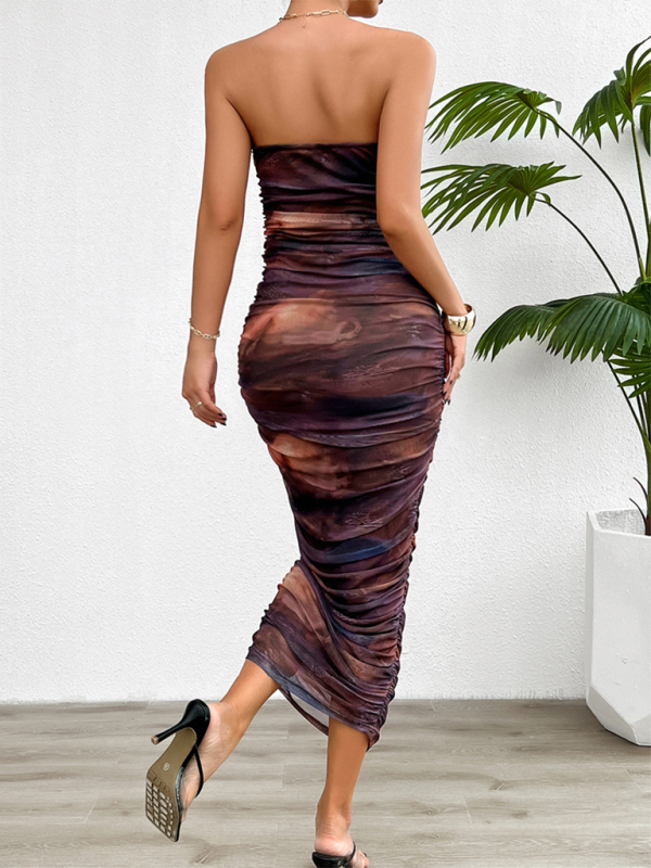 style temperament tube top gradient dress