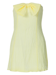 solid color bow tube top sexy slim short dress