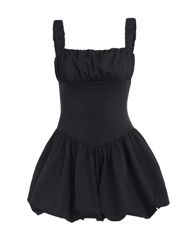 style suspender gathered puffy dress