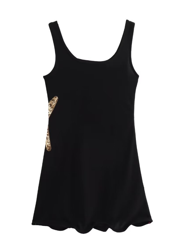 Casual Sequin Embroidered Short Tank Top Dress