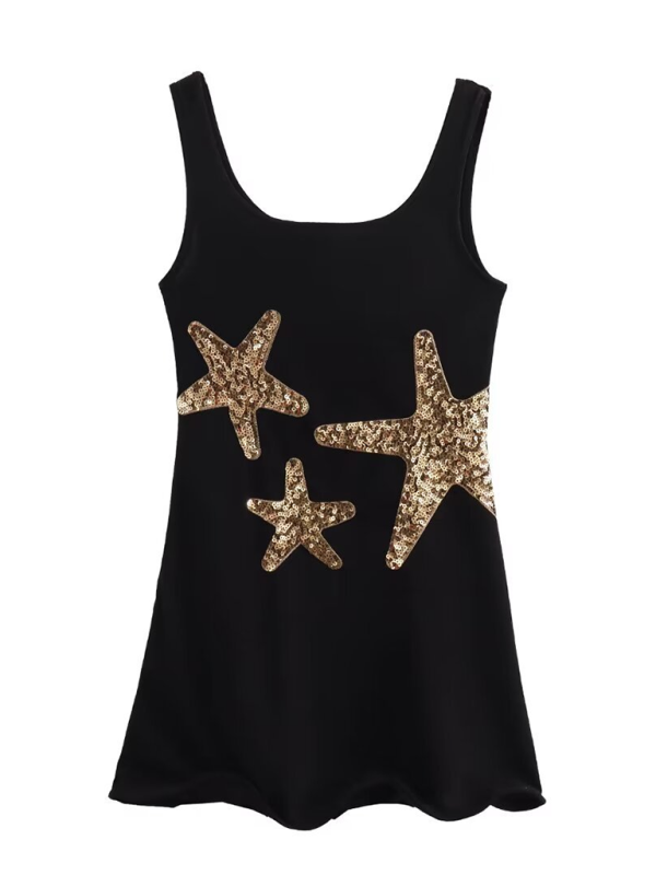 Casual Sequin Embroidered Short Tank Top Dress