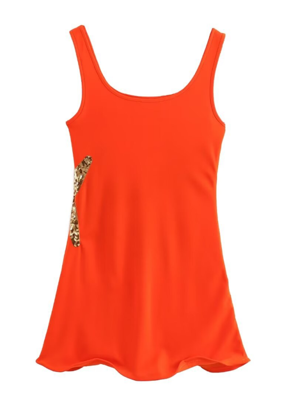 Casual Sequin Embroidered Short Tank Top Dress