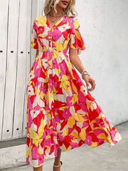 Holiday Cardigan V-Neck Printed Dress