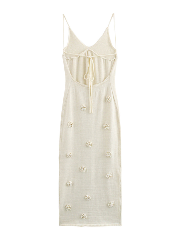 sexy sleeveless slim fit knitted embroidered suspender dress