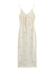 sexy sleeveless slim fit knitted embroidered suspender dress