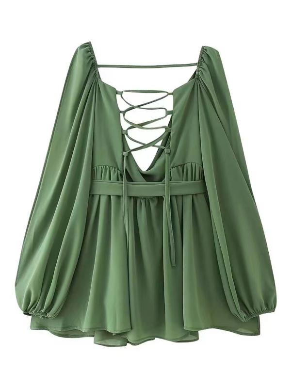 off-shoulder sleeves V-neck sexy dress