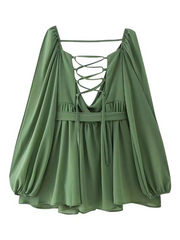 off-shoulder sleeves V-neck sexy dress