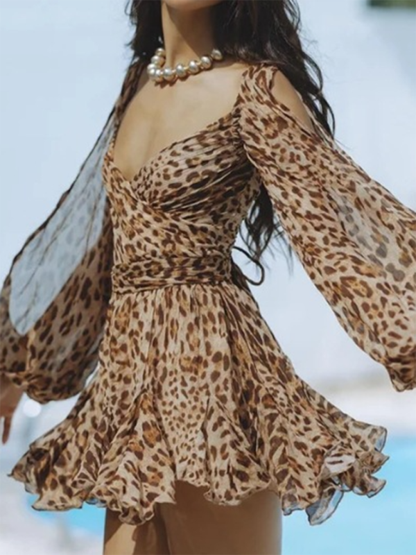 off-shoulder sleeves V-neck sexy dress