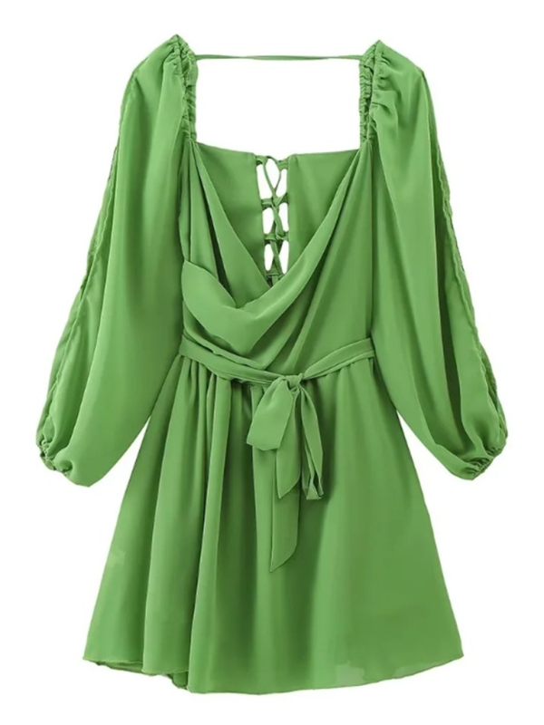 off-shoulder sleeves V-neck sexy dress