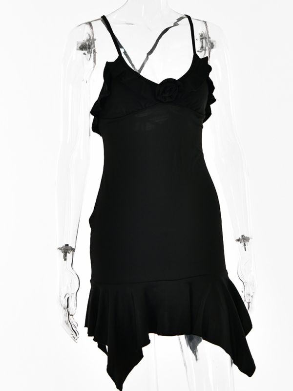 Suspender V-neck dress sexy hot girl high waist backpack hip skirt
