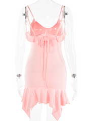 Suspender V-neck dress sexy hot girl high waist backpack hip skirt
