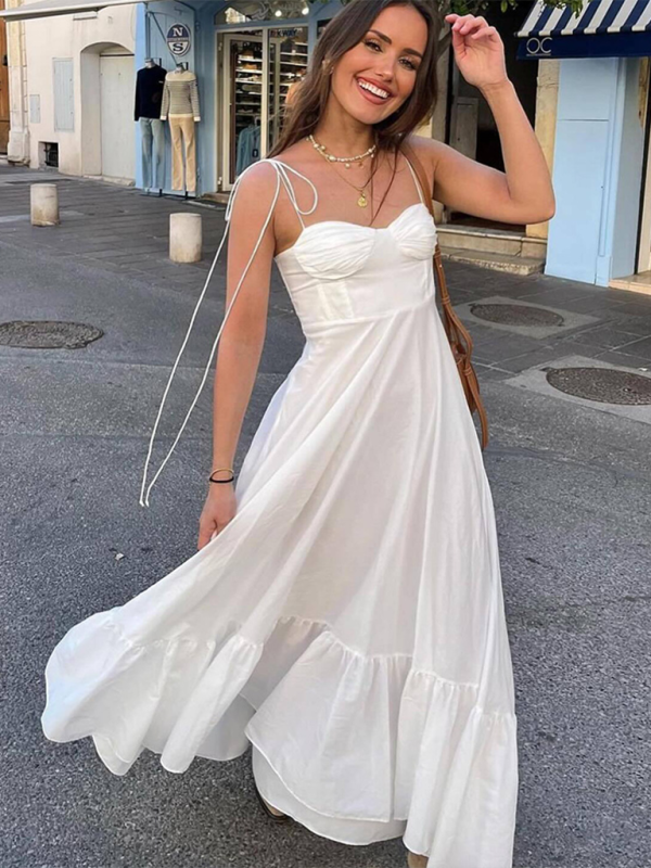 versatile layered poplin sleeveless suspender dress