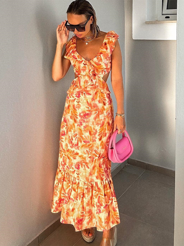 Ladies Layered Sleeveless Ruffle Dress