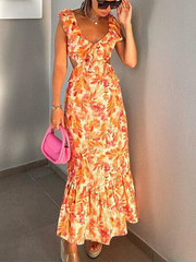 Ladies Layered Sleeveless Ruffle Dress