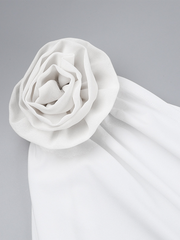 Sexy One Shoulder Three-Dimensional Flower Gathered Hip Dress