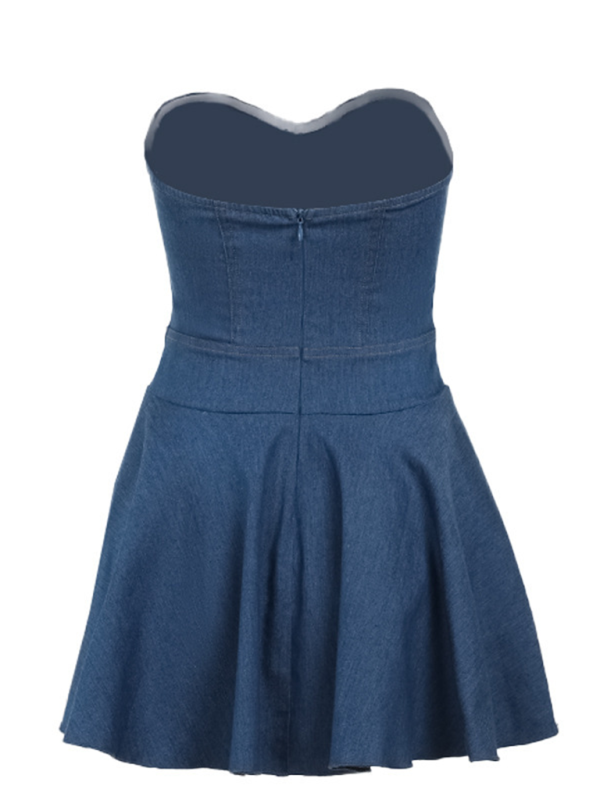 Ladies sexy solid color tube top dress