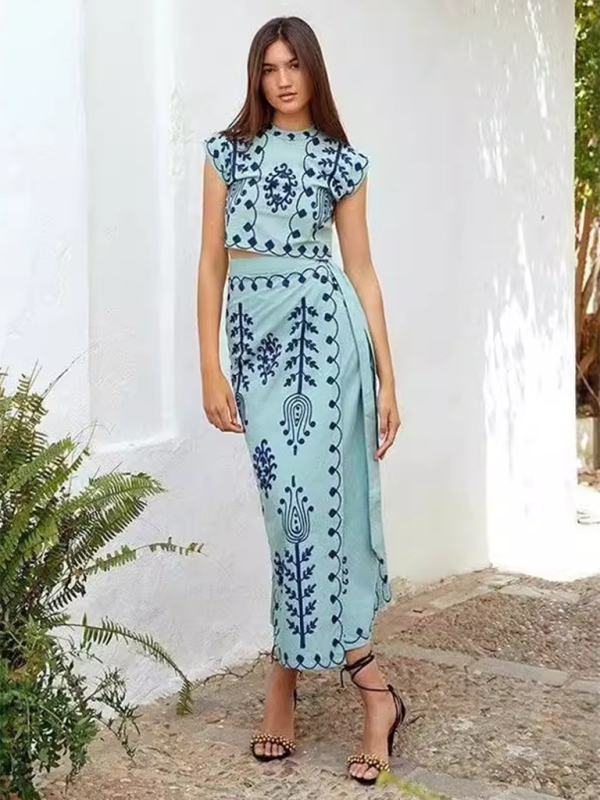 Printed Holiday Style Two-piece Dress