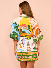 Casual printed versatile cardigan shirt with dress