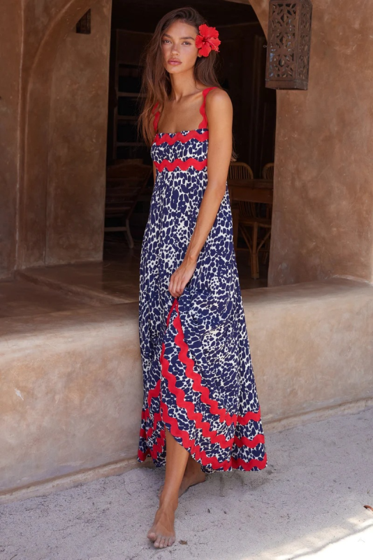 style small floral wave sling a-line dress