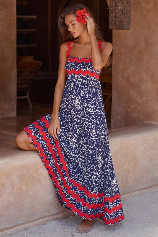 style small floral wave sling a-line dress