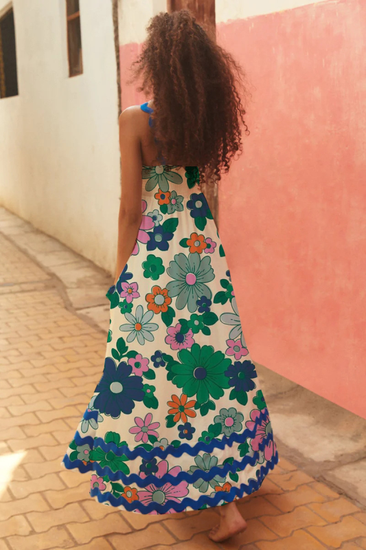 style small floral wave sling a-line dress