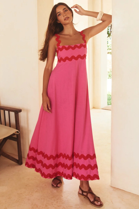 style small floral wave sling a-line dress
