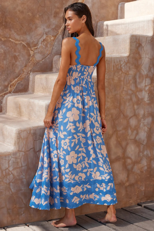 style small floral wave sling a-line dress