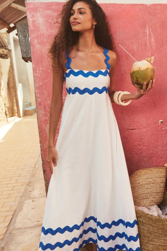 style small floral wave sling a-line dress