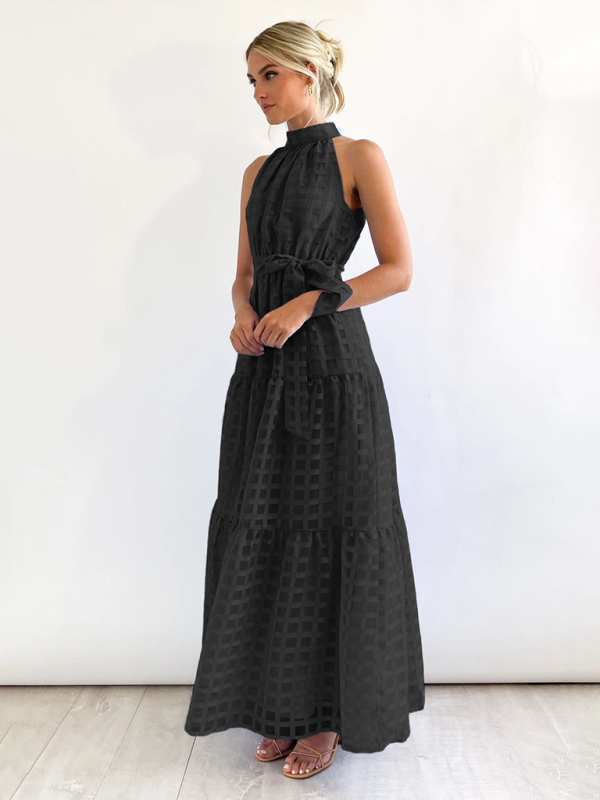 Solid Color Halter Neck Dress