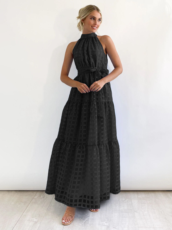 Solid Color Halter Neck Dress