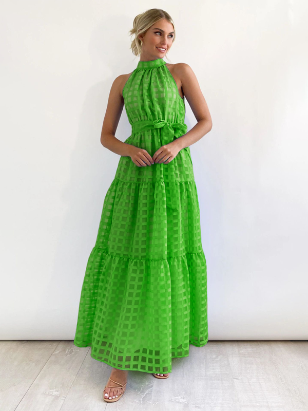 Solid Color Halter Neck Dress