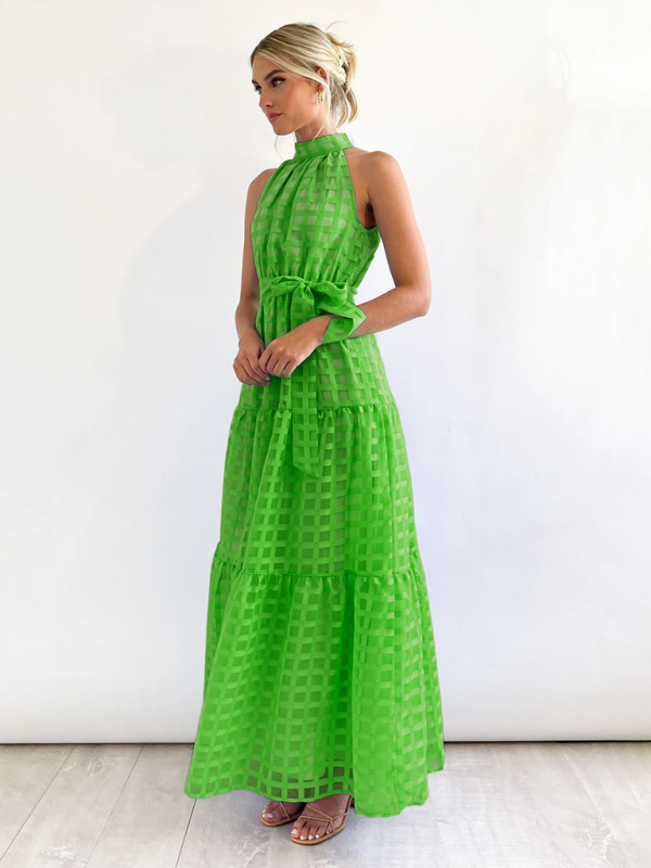 Solid Color Halter Neck Dress