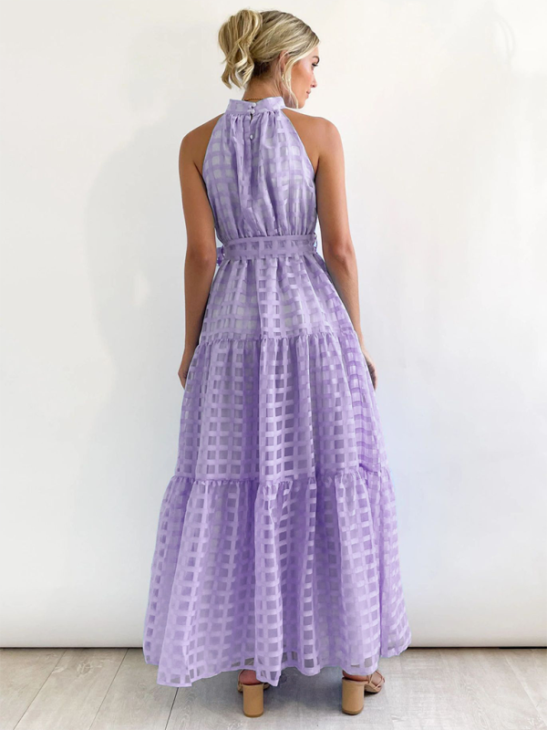 Solid Color Halter Neck Dress