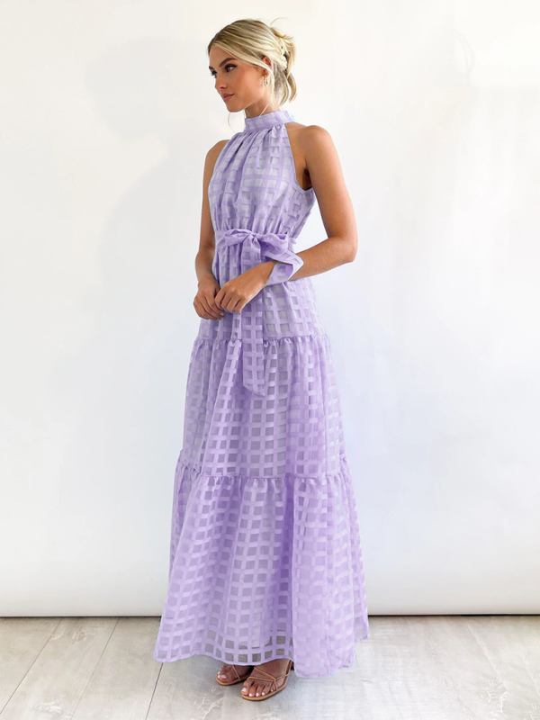 Solid Color Halter Neck Dress