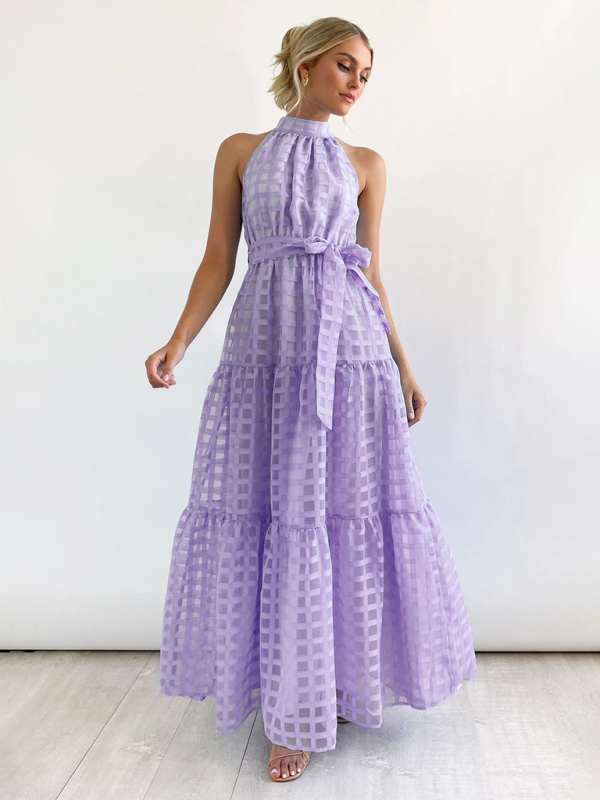 Solid Color Halter Neck Dress