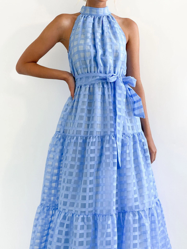 Solid Color Halter Neck Dress