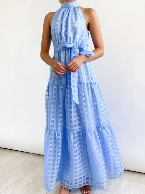 Solid Color Halter Neck Dress