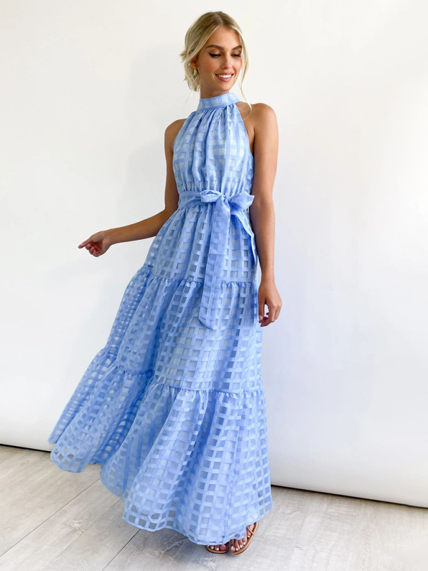 Solid Color Halter Neck Dress
