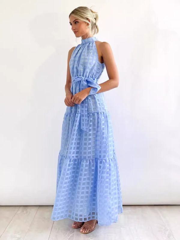 Solid Color Halter Neck Dress