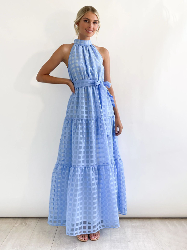 Solid Color Halter Neck Dress