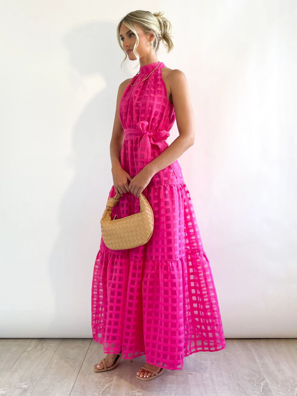 Solid Color Halter Neck Dress