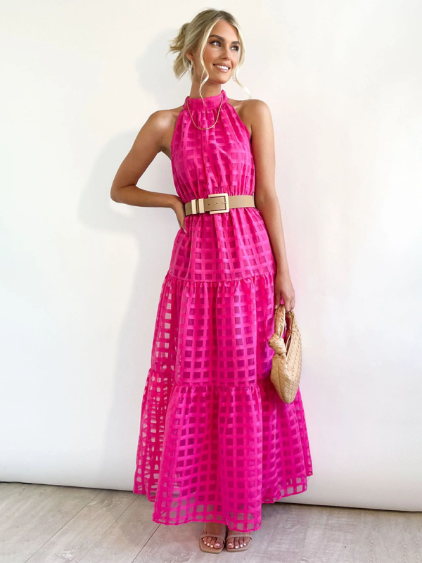 Solid Color Halter Neck Dress
