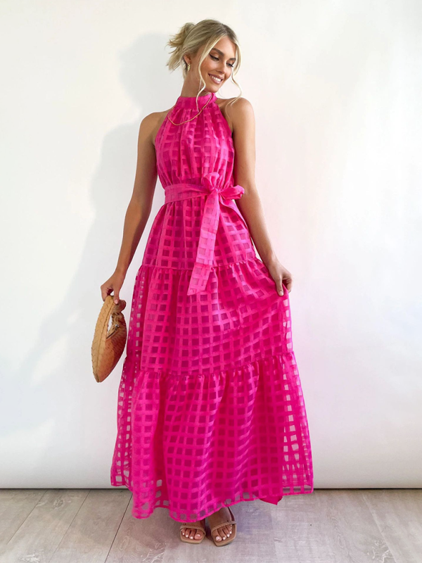 Solid Color Halter Neck Dress