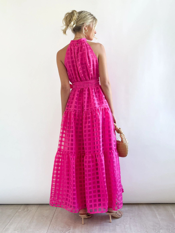 Solid Color Halter Neck Dress