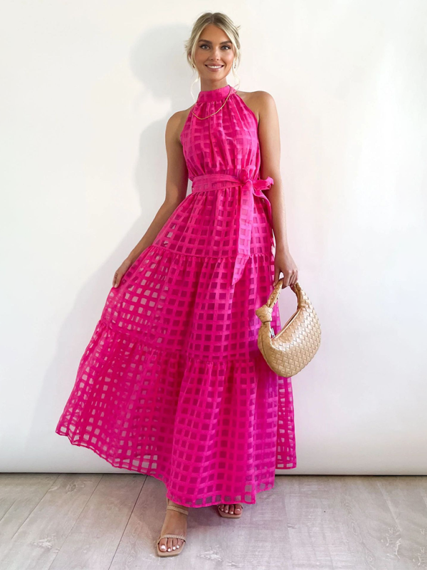 Solid Color Halter Neck Dress