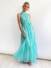 Solid Color Halter Neck Dress