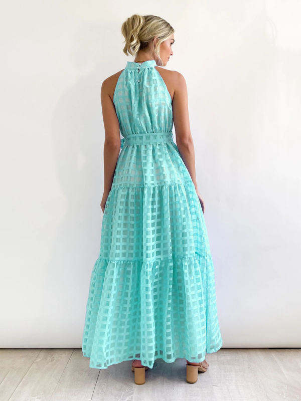 Solid Color Halter Neck Dress