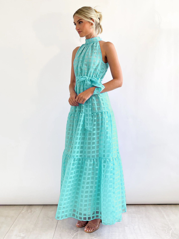 Solid Color Halter Neck Dress