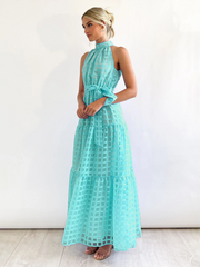 Solid Color Halter Neck Dress
