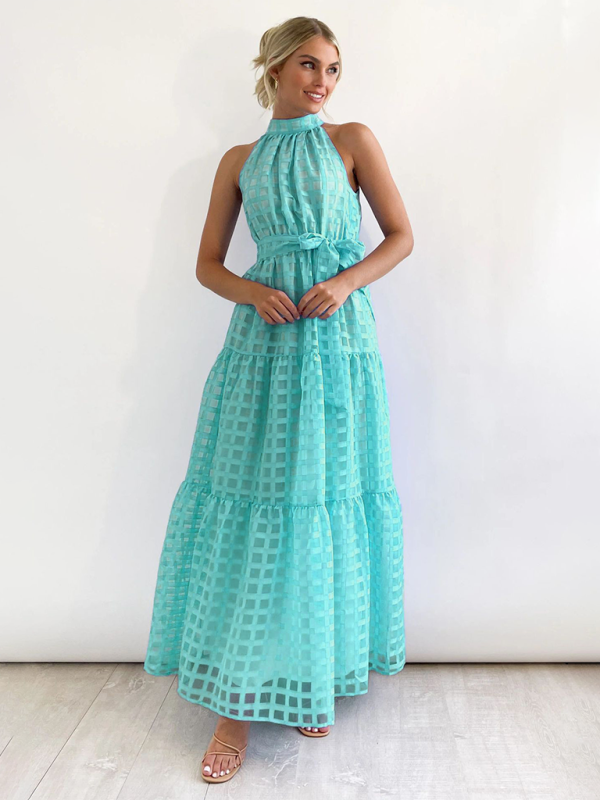 Solid Color Halter Neck Dress